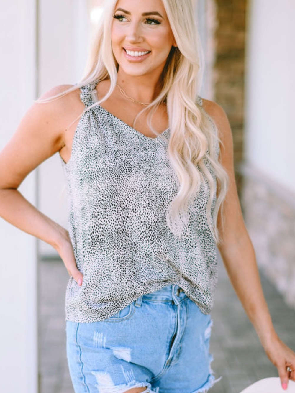 Sleeveless animal Print Tank Top - fully lined